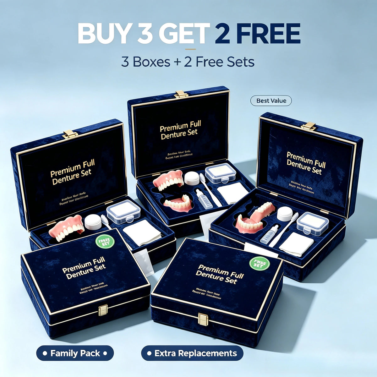 Comfortable Silicone Full Mouth False Teeth Smile Set for Daily Use