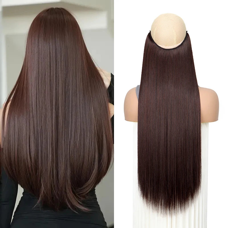 24-Inch Invisible Wire Hair Extensions for Instant Length