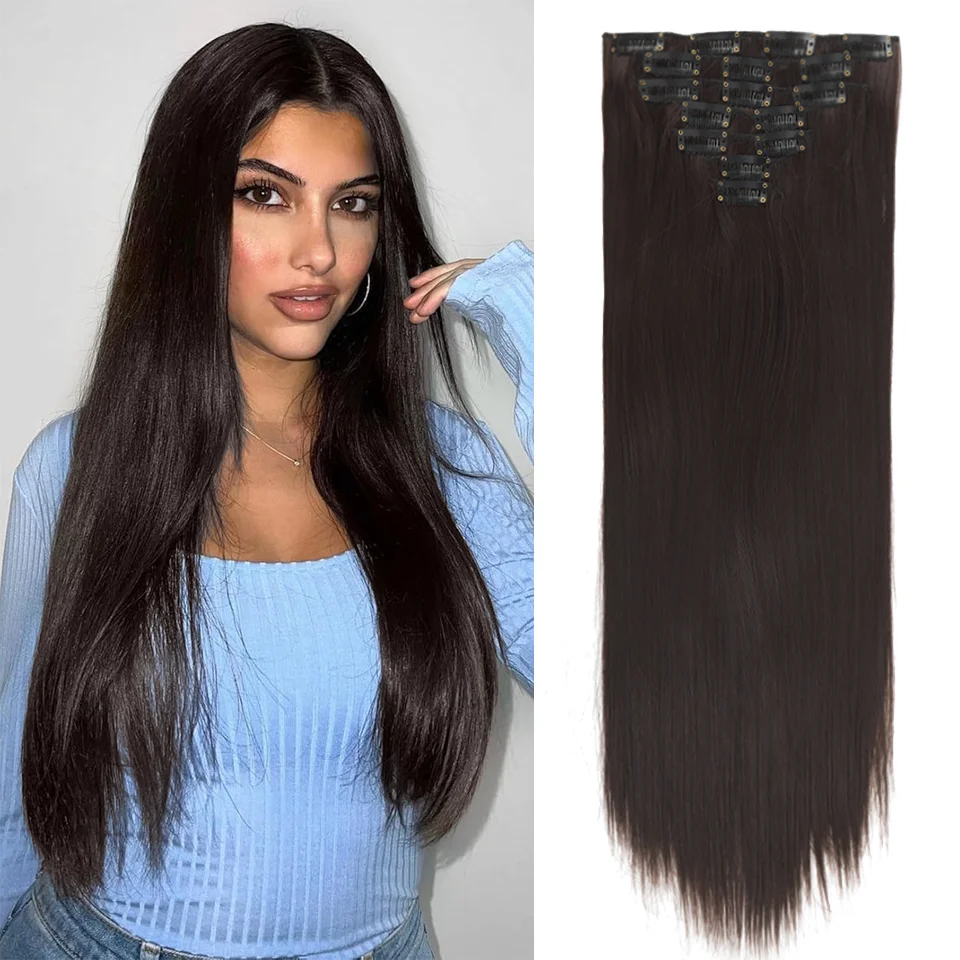 7-Piece Straight Clip-In Hair Extension Set - 7