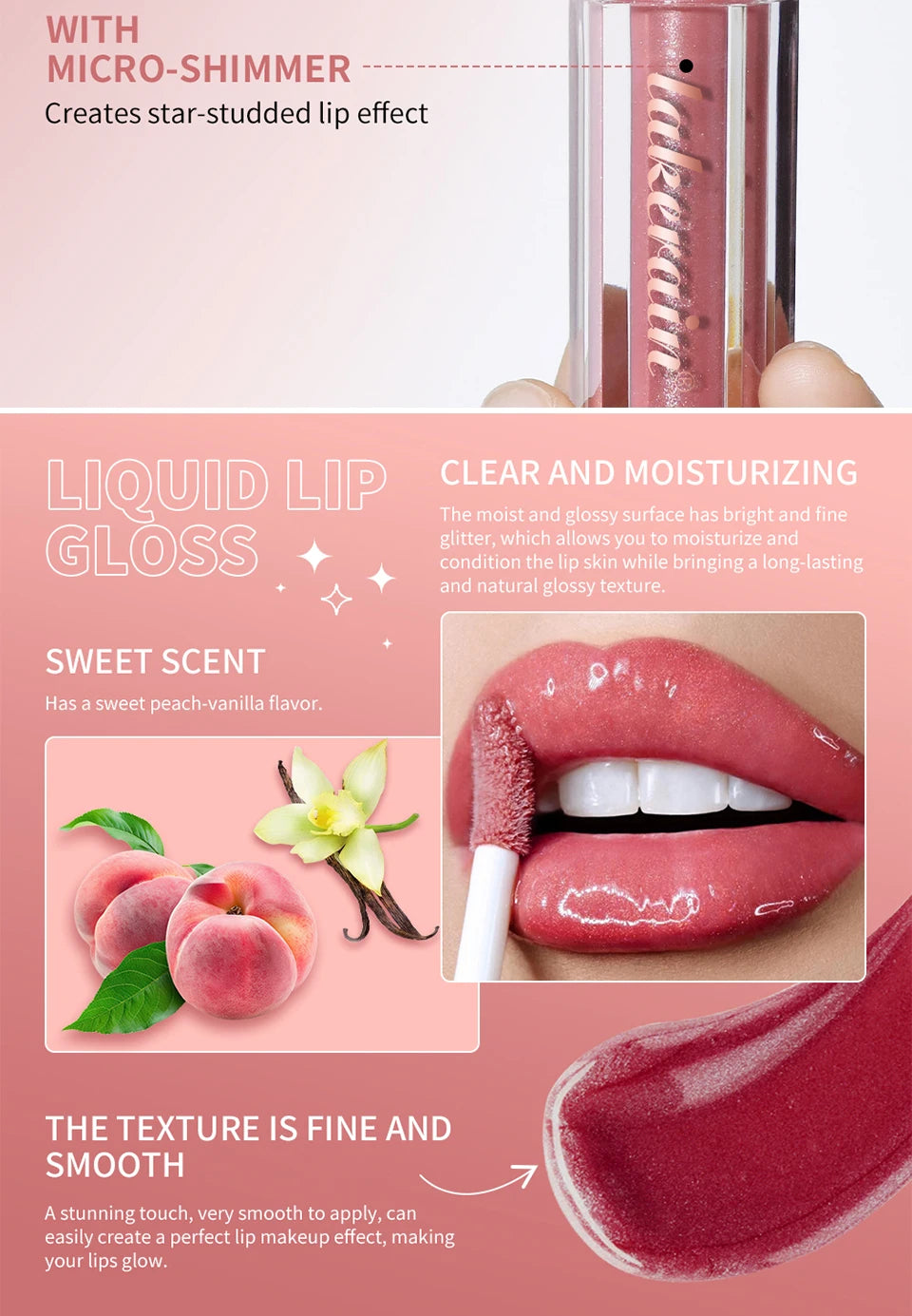 Hydrating Liquid Lip Gloss with Shimmer for Plump and Moisturized Lips - 10