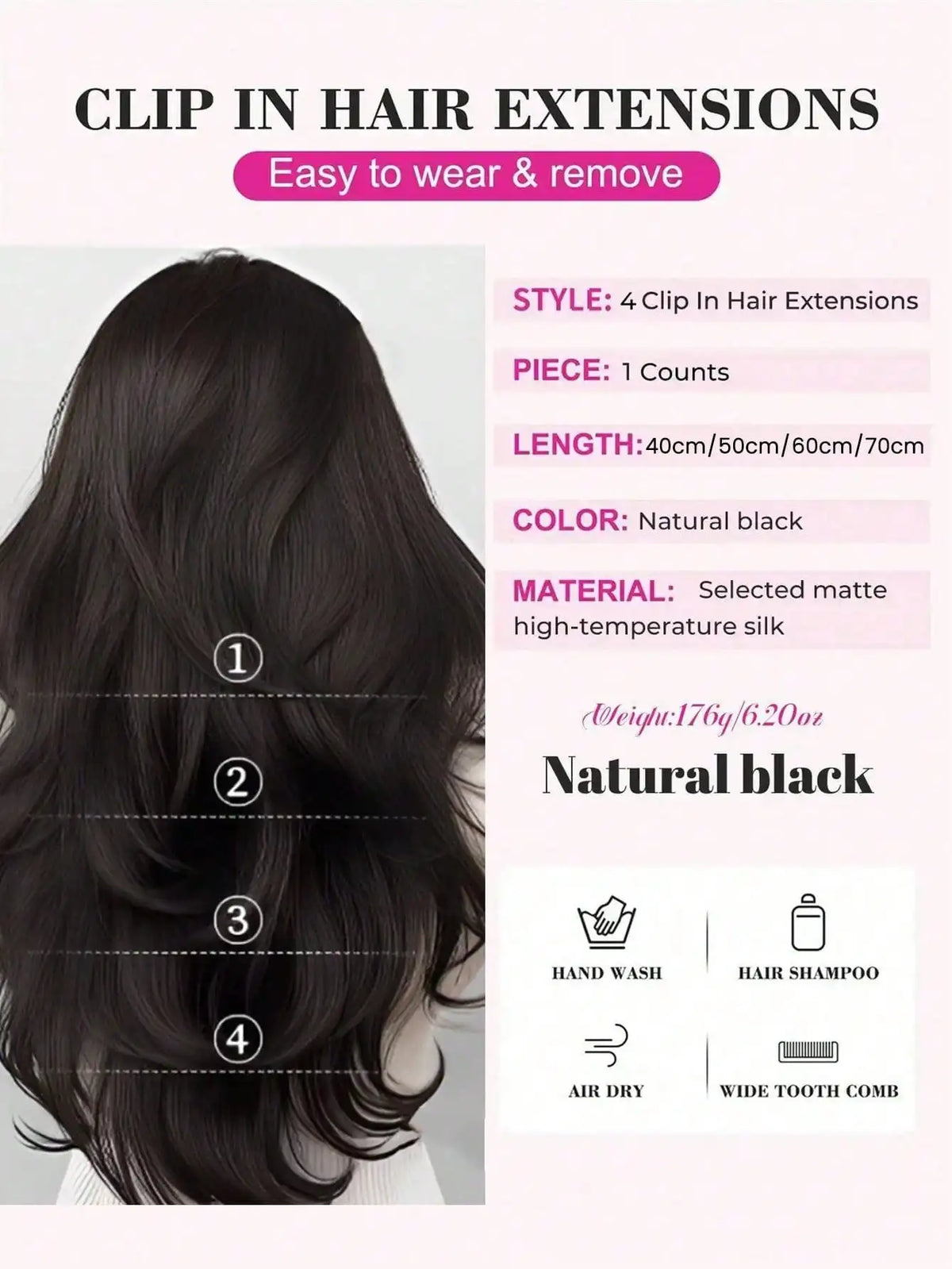 V-Shaped Long Wavy Clip-In Hair Extensions