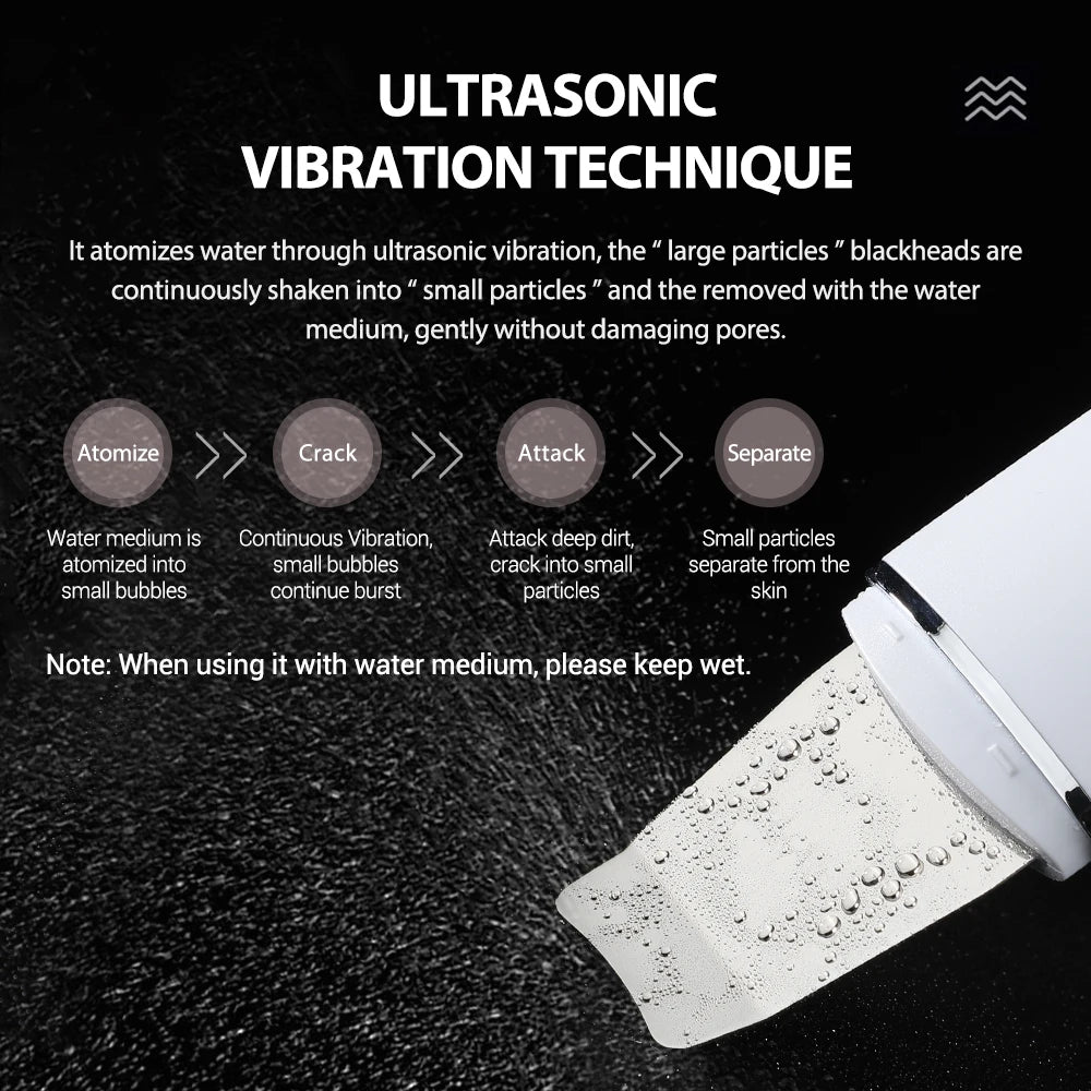 Ultrasonic Facial Skin Scrubber and Pore Deep Cleaning Tool for Radiant Skin