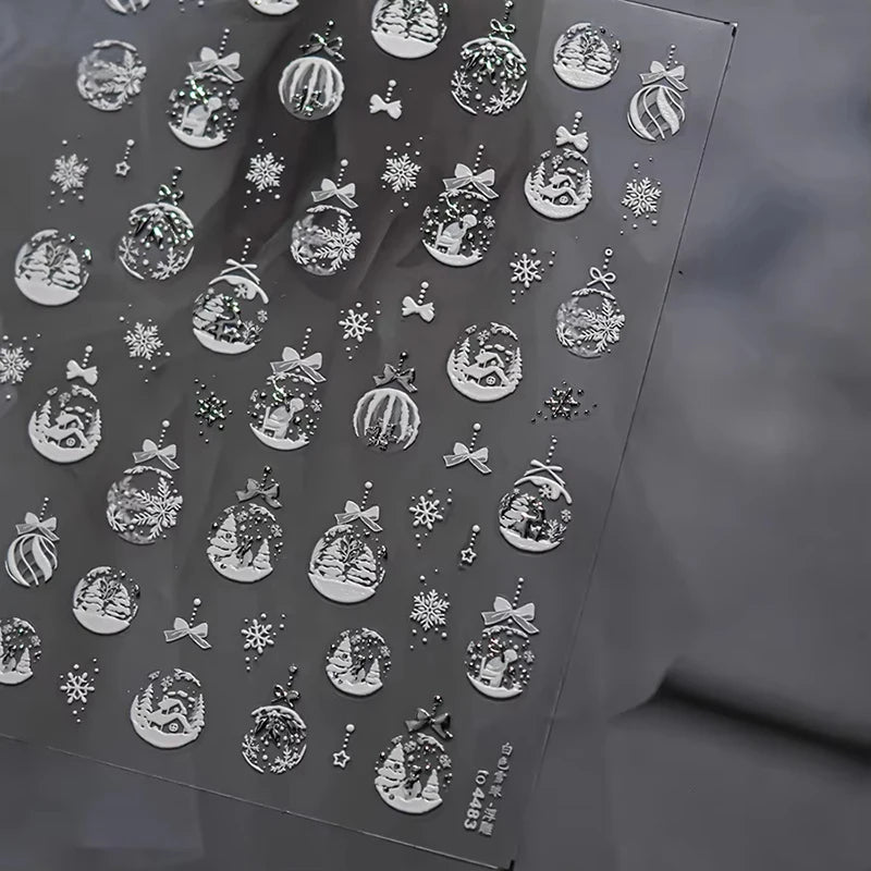 Festive 3D Christmas Nail Art Stickers for Holiday Manicure Decorations