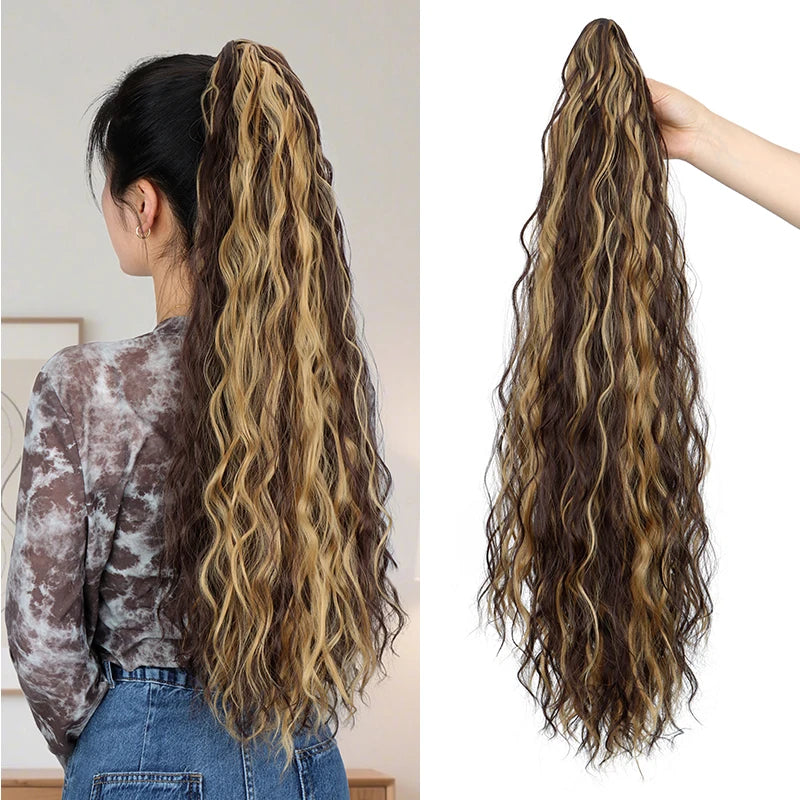 Water Wave Claw Clip Ponytail Extension for Effortless Messy Volume