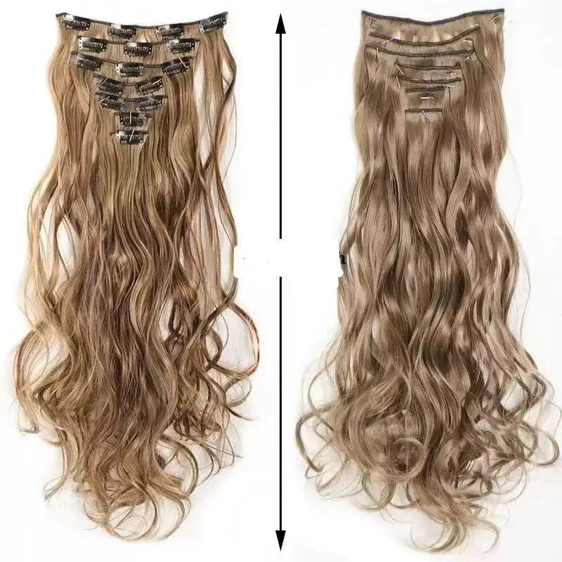 22 Inch Deep Wave Clip-In Hair Extensions Full Head Set - 3