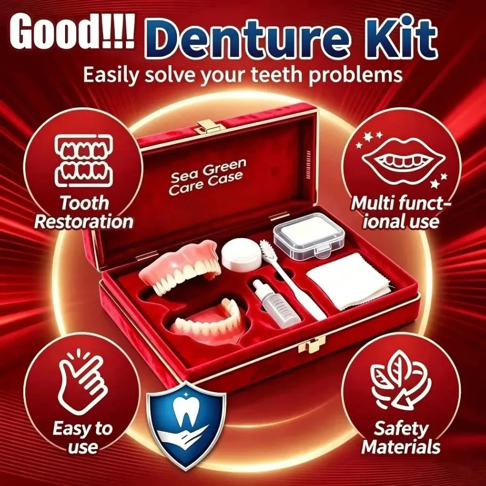 Comfortable Silicone Denture Set with Storage and Cleaning Kit - 5