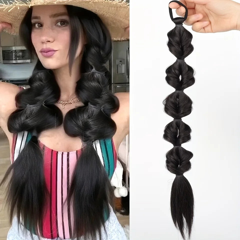 Synthetic Bubble Braid Ponytail Extension for Effortless Hairstyles