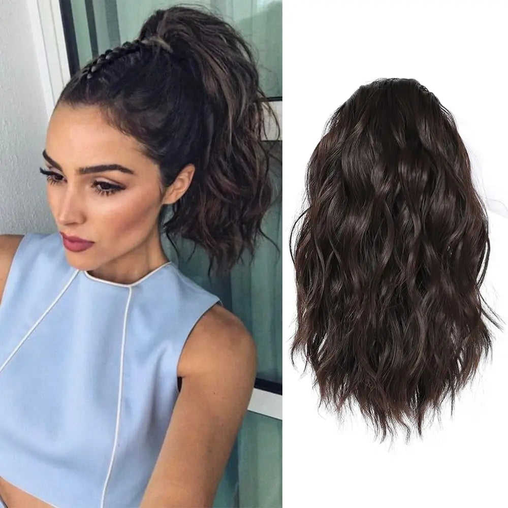 14-Inch Curly Water Ripple Drawstring Ponytail Extension