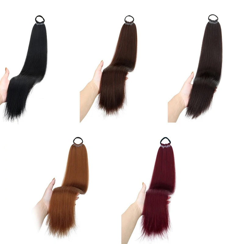 22-Inch Long Straight Synthetic Hair Ponytail Extension - 2