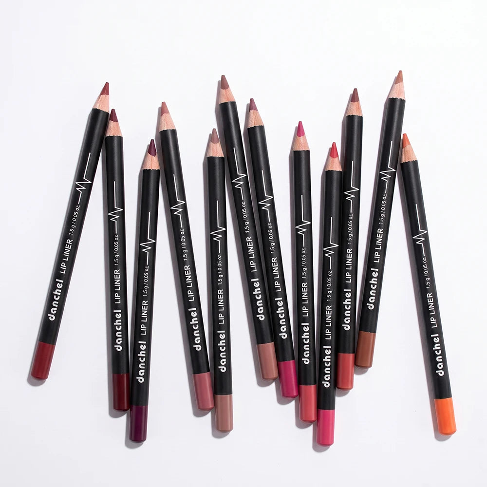 Professional 12-Color Semi-Matte Waterproof Lip Liner Pencil Set - 18