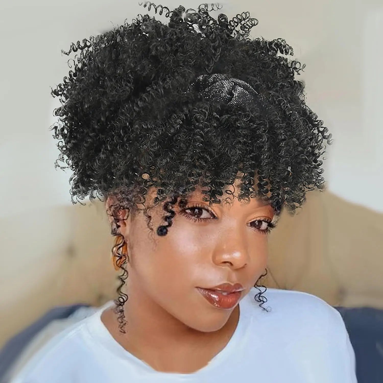 Short Kinky Curly Headband Wig for Daily Styling - 9