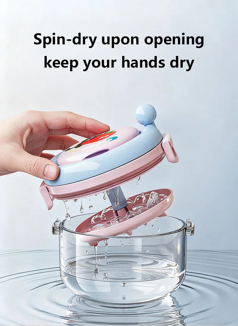 Portable Denture Cleaning Case with Rotary Brush and Storage Tray