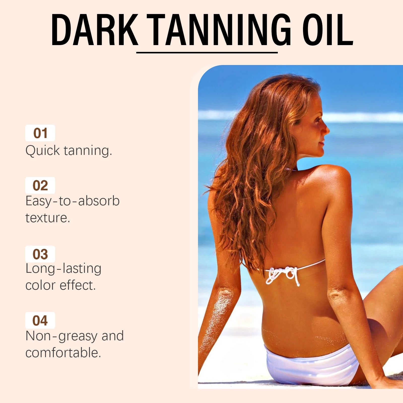 Coconut Oil Dark Tanning Body Oil for Deep Bronze Glow and Hydration - 10
