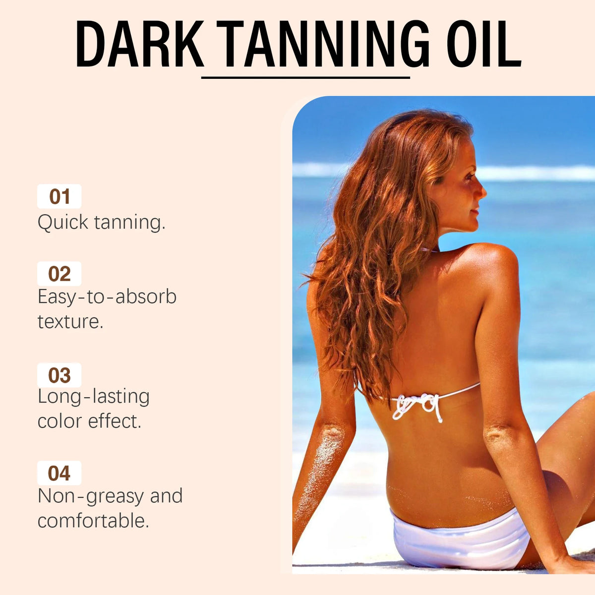 Coconut Oil Dark Tanning Body Oil for Deep Bronze Glow and Hydration