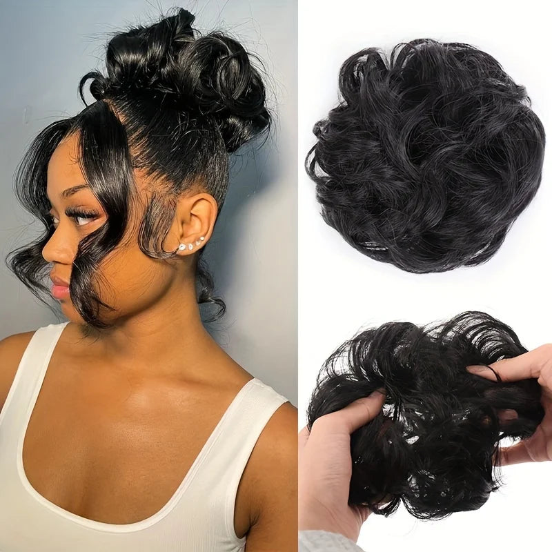 Messy Curly Hair Bun Extension for Instant Voluminous Updo Hairstyles