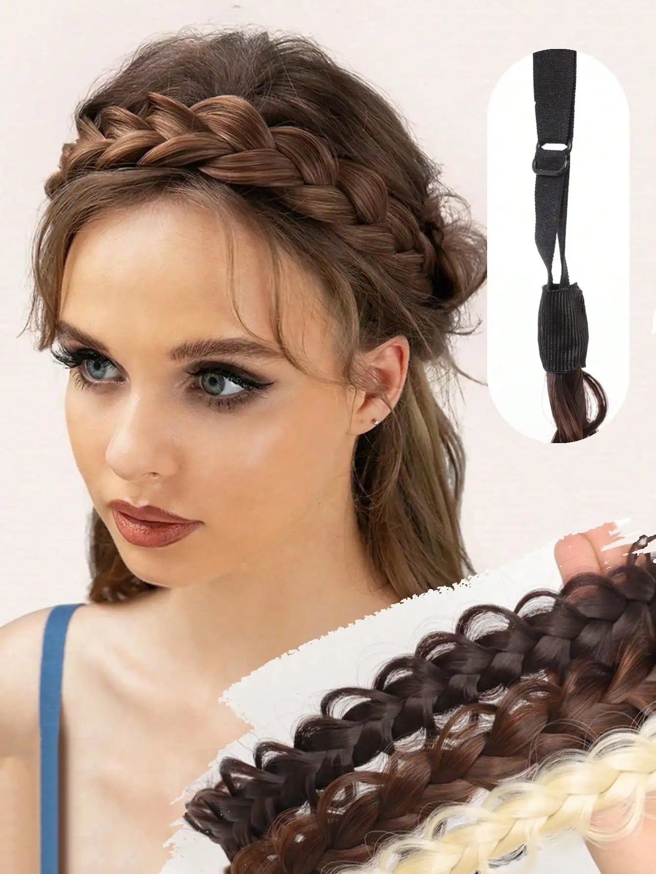 Braided Synthetic Hair Headband for Women and Girls - 4
