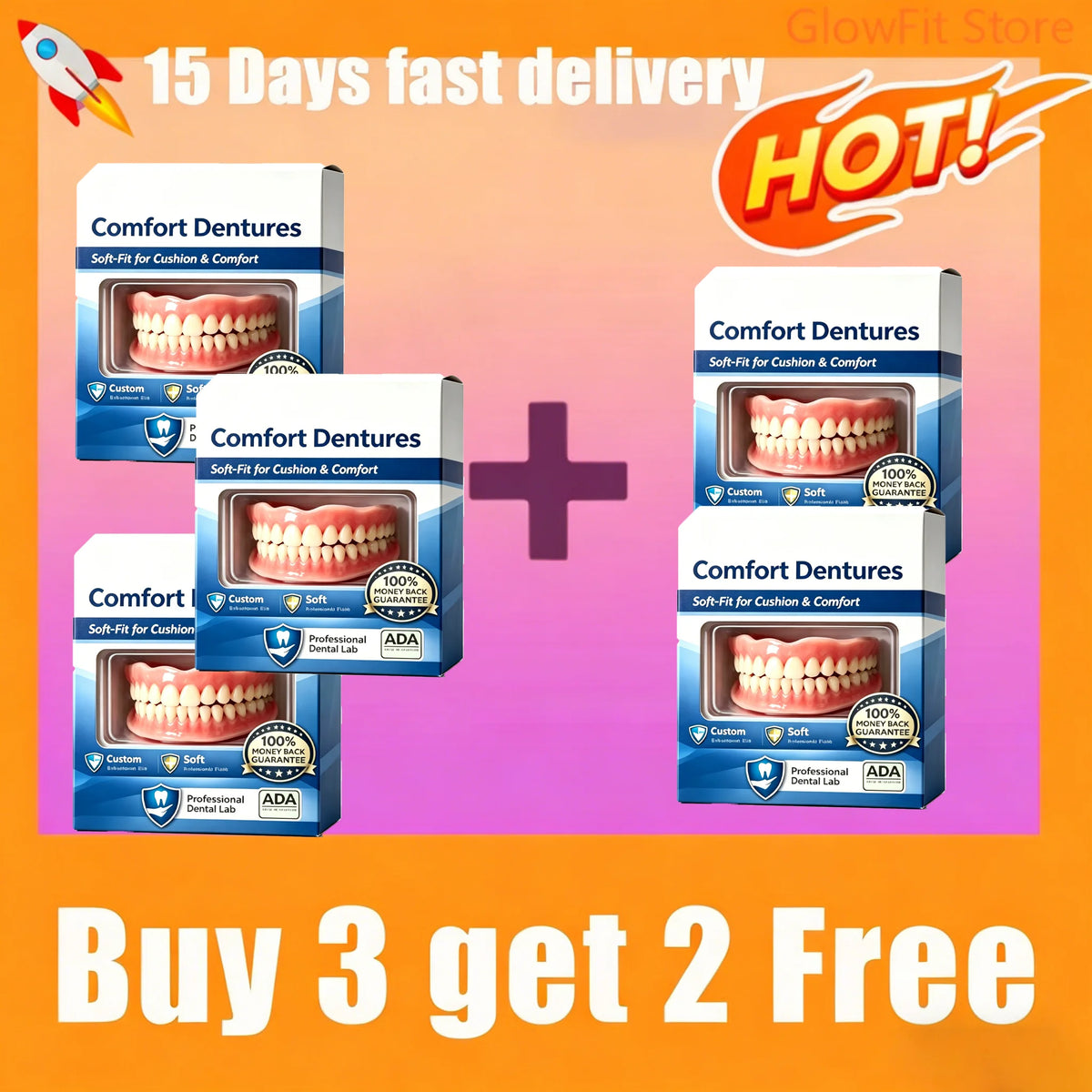 Comfort Fit Natural Smile Dentures for Upper and Lower Teeth