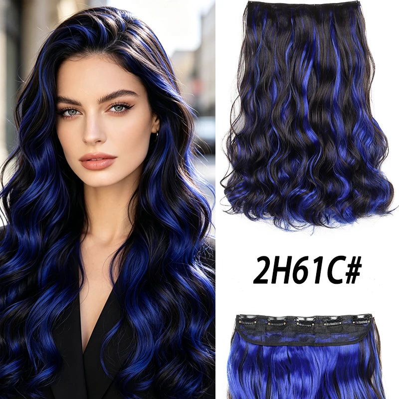 18-Inch Curly Clip-In Hair Extensions with Highlights