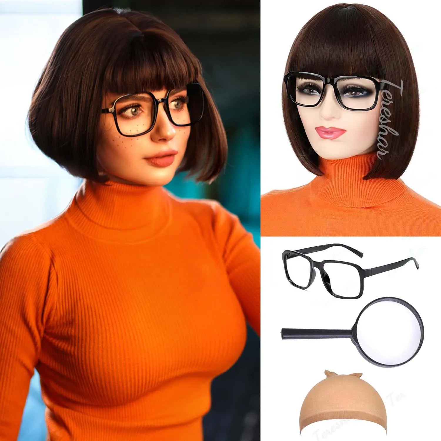 Character Cosplay Costume Wig Set for Halloween and Themed Parties - 1
