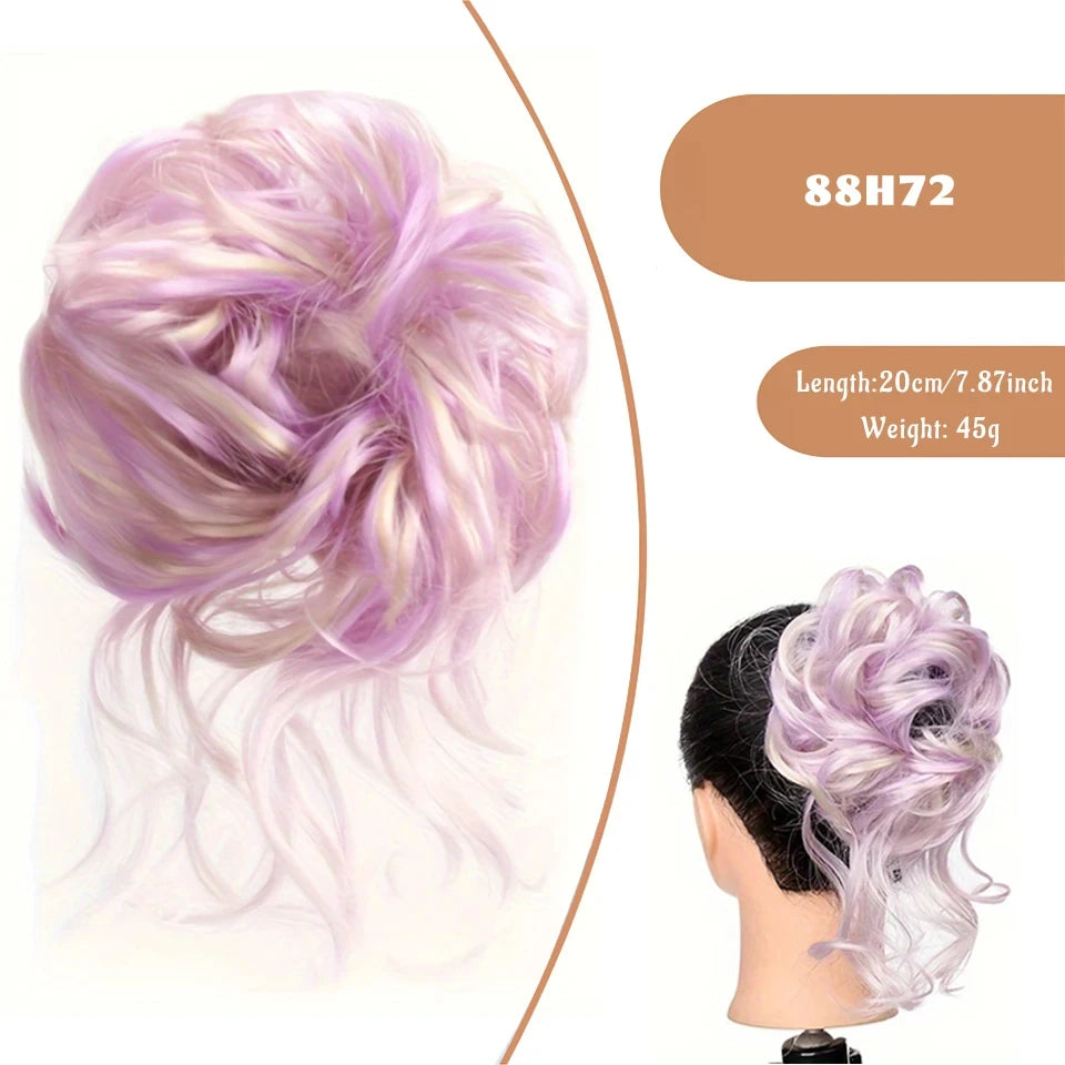 Messy Curly Hair Bun Scrunchie for Easy Updos