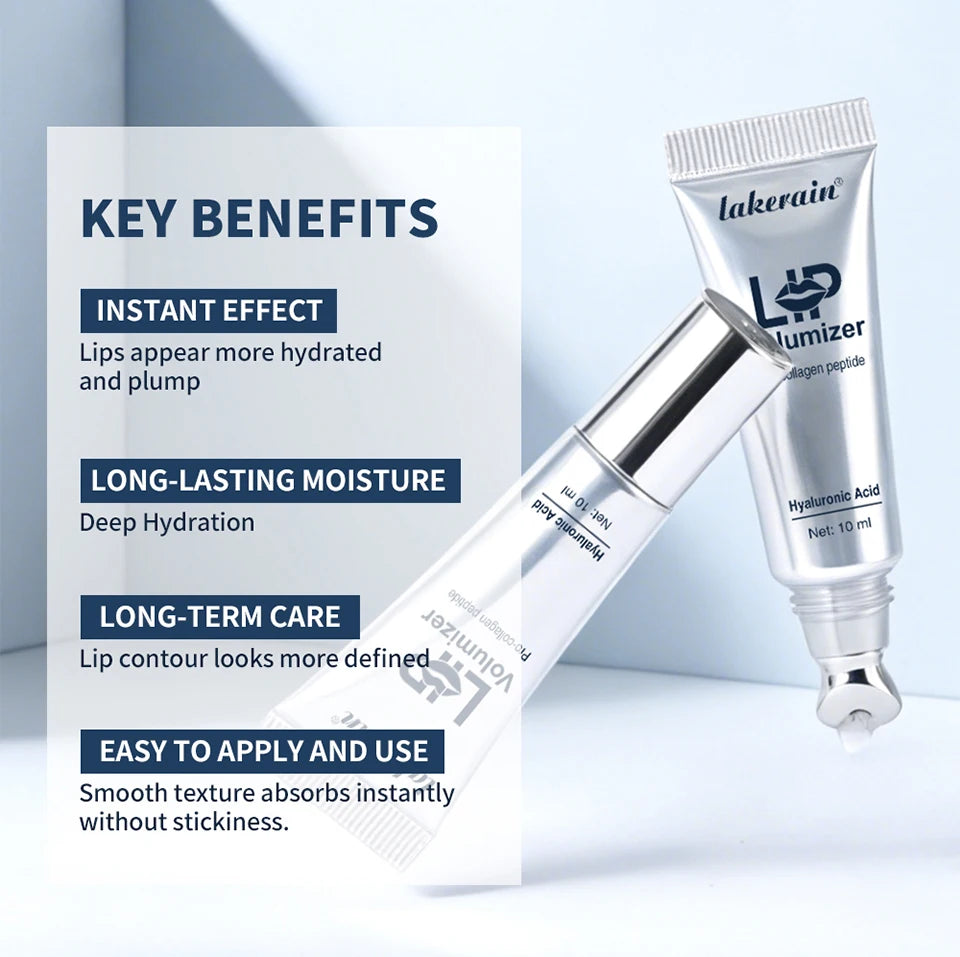 Hydrating Hyaluronic Acid Lip Plumper Oil for Smooth Glossy Finish
