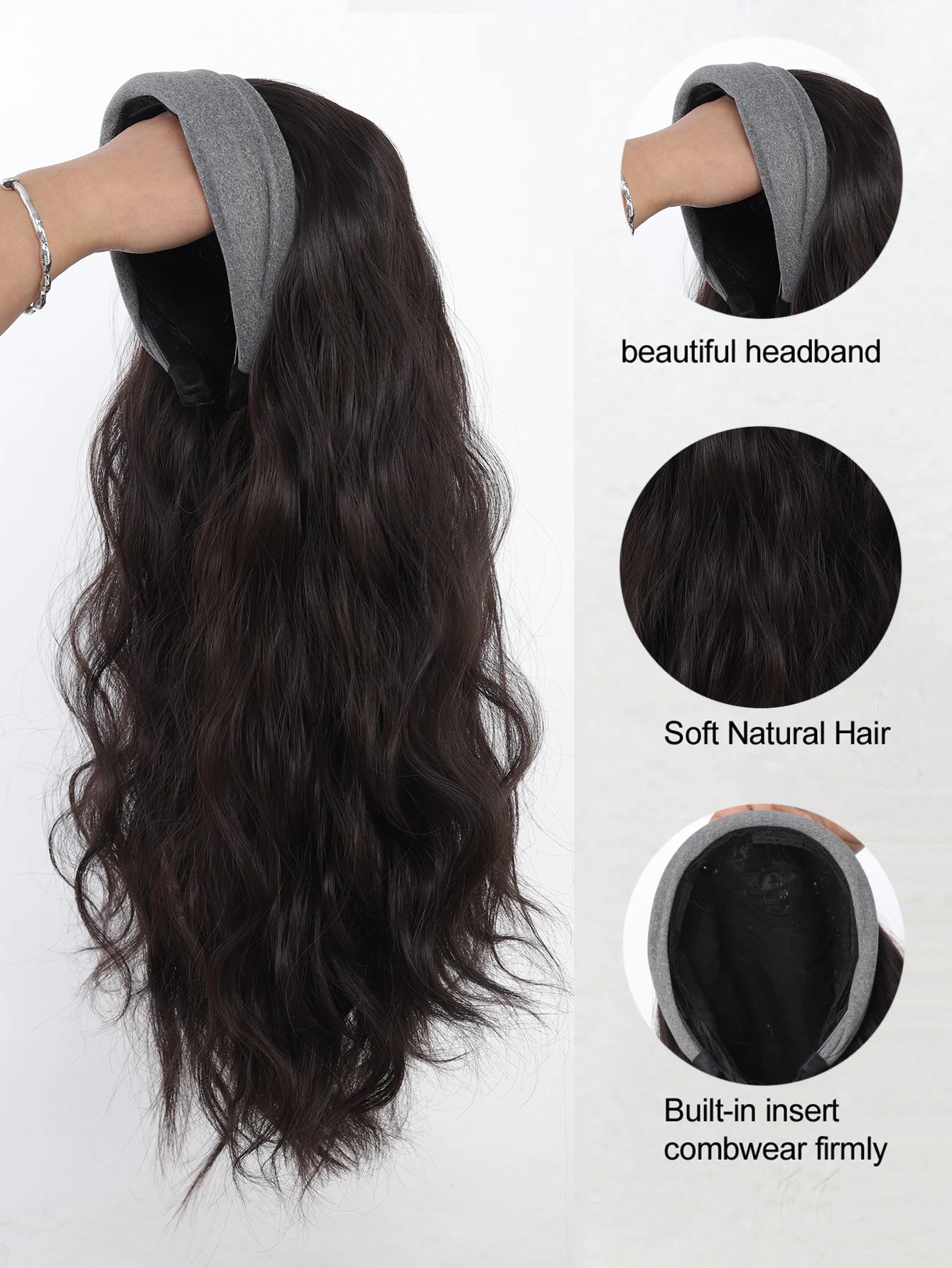 Long Wavy Headband Hair Extension for Instant Voluminous Natural Hair - 5
