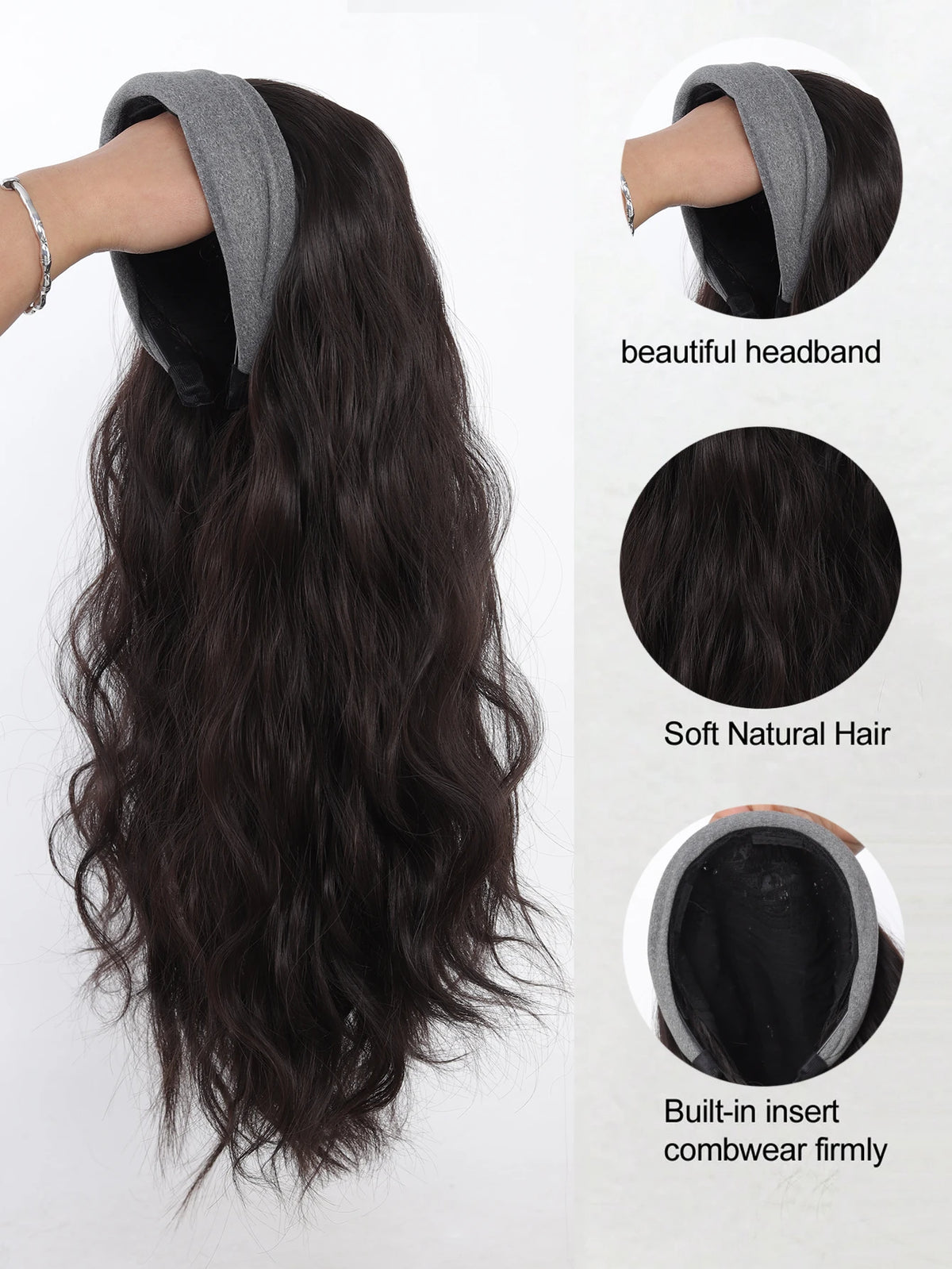 Long Wavy Headband Hair Extension for Instant Voluminous Natural Hair