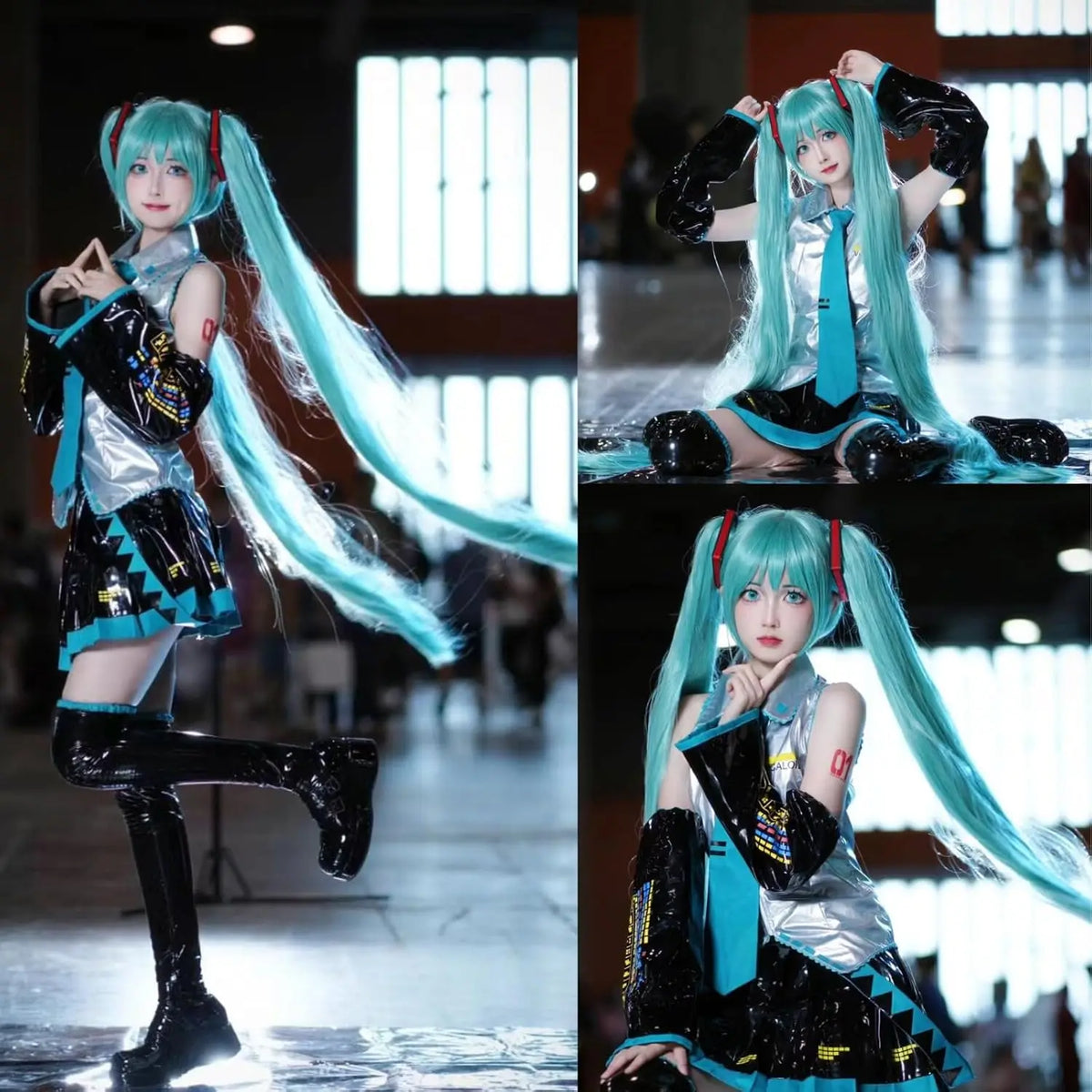 Long Green Double Ponytail Cosplay Wig for Anime Character Costumes