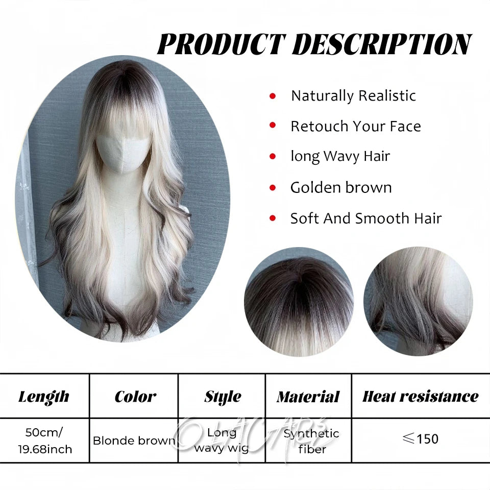 Long Straight Synthetic Wig with Bangs for Cosplay and Parties