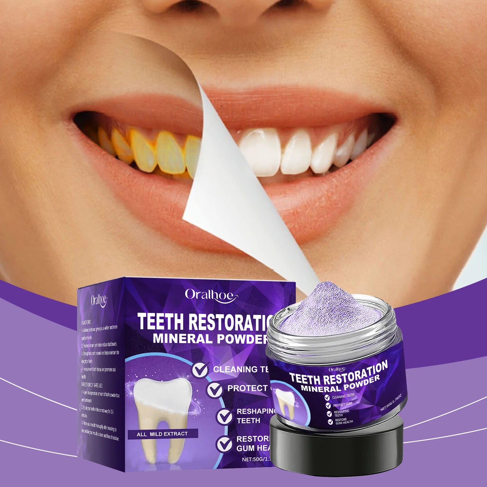 Natural Teeth Whitening and Enamel Restoration Powder for Brighter Smiles - 2