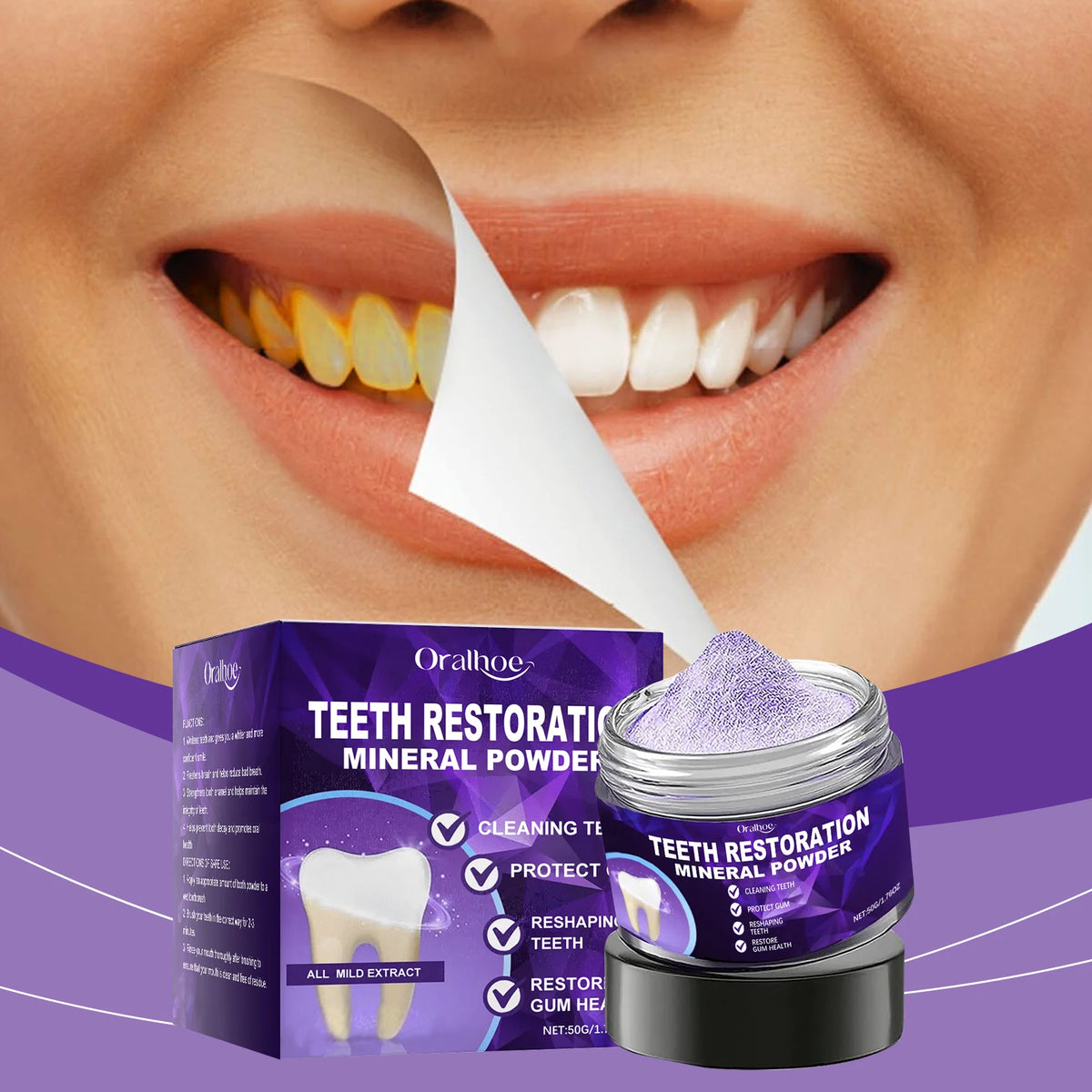 Natural Teeth Whitening and Enamel Restoration Powder for Brighter Smiles