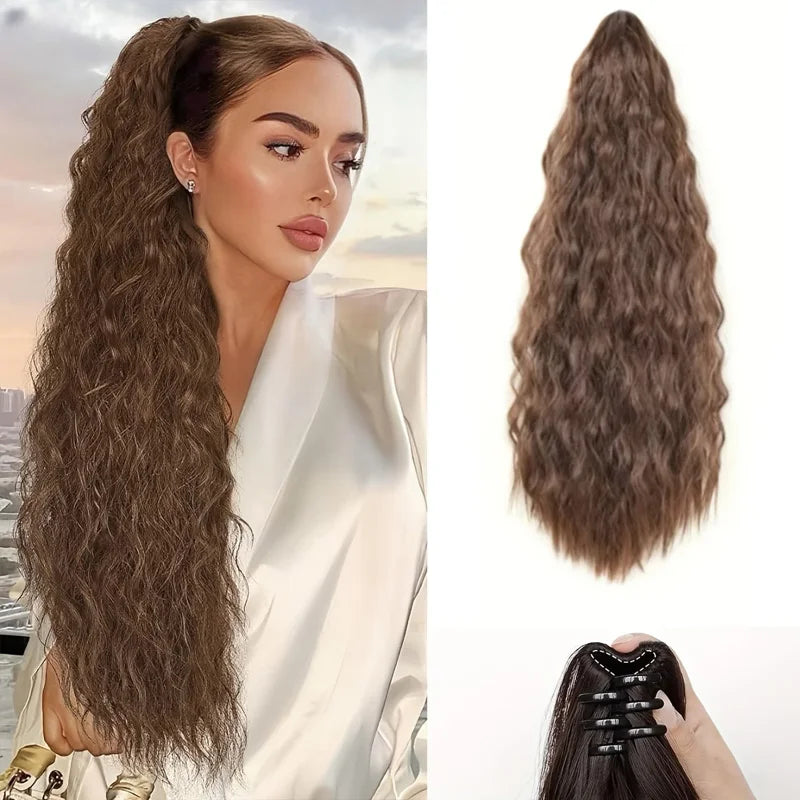 20 Inch Water Ripple Clip-In Ponytail Extension - 7