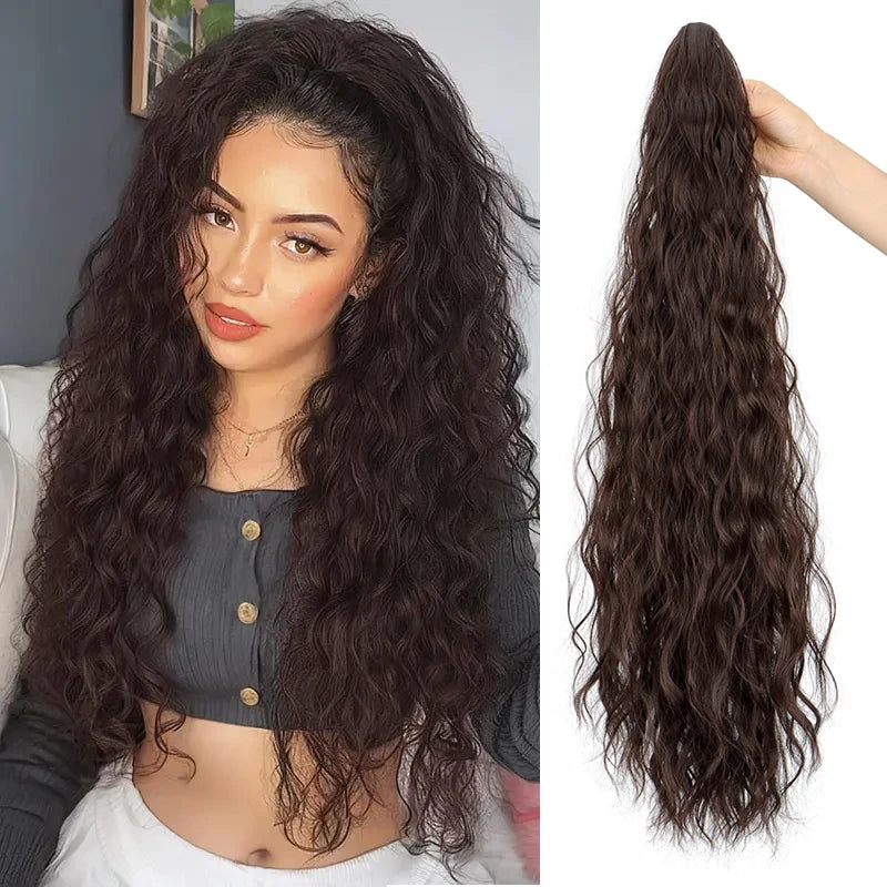 Water Wave Claw Clip Ponytail Extension for Effortless Messy Volume