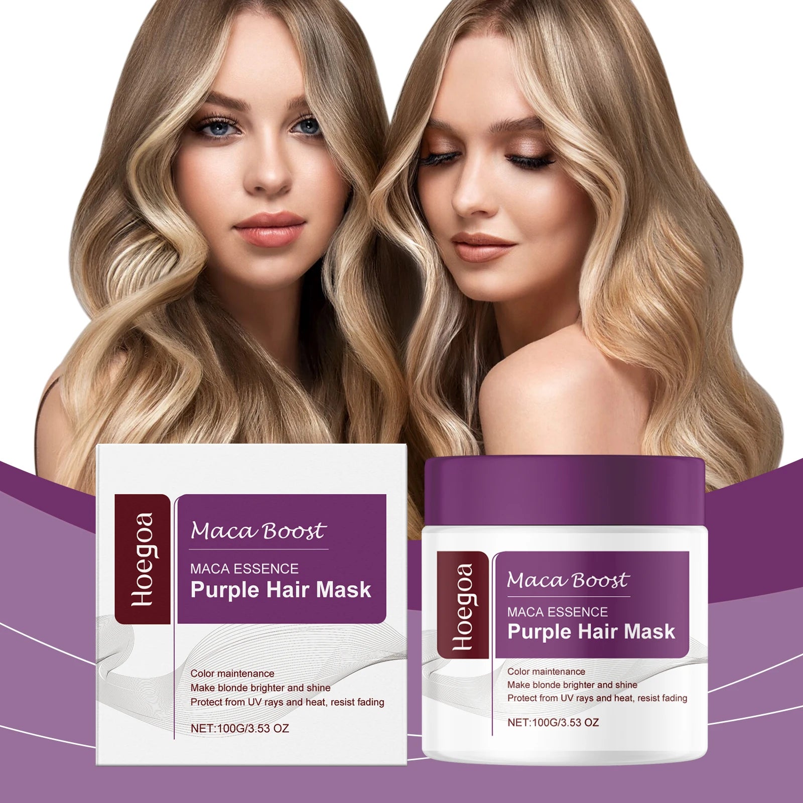 Purple Hair Mask and Shampoo Set for Blonde Hair Color Protection - 2