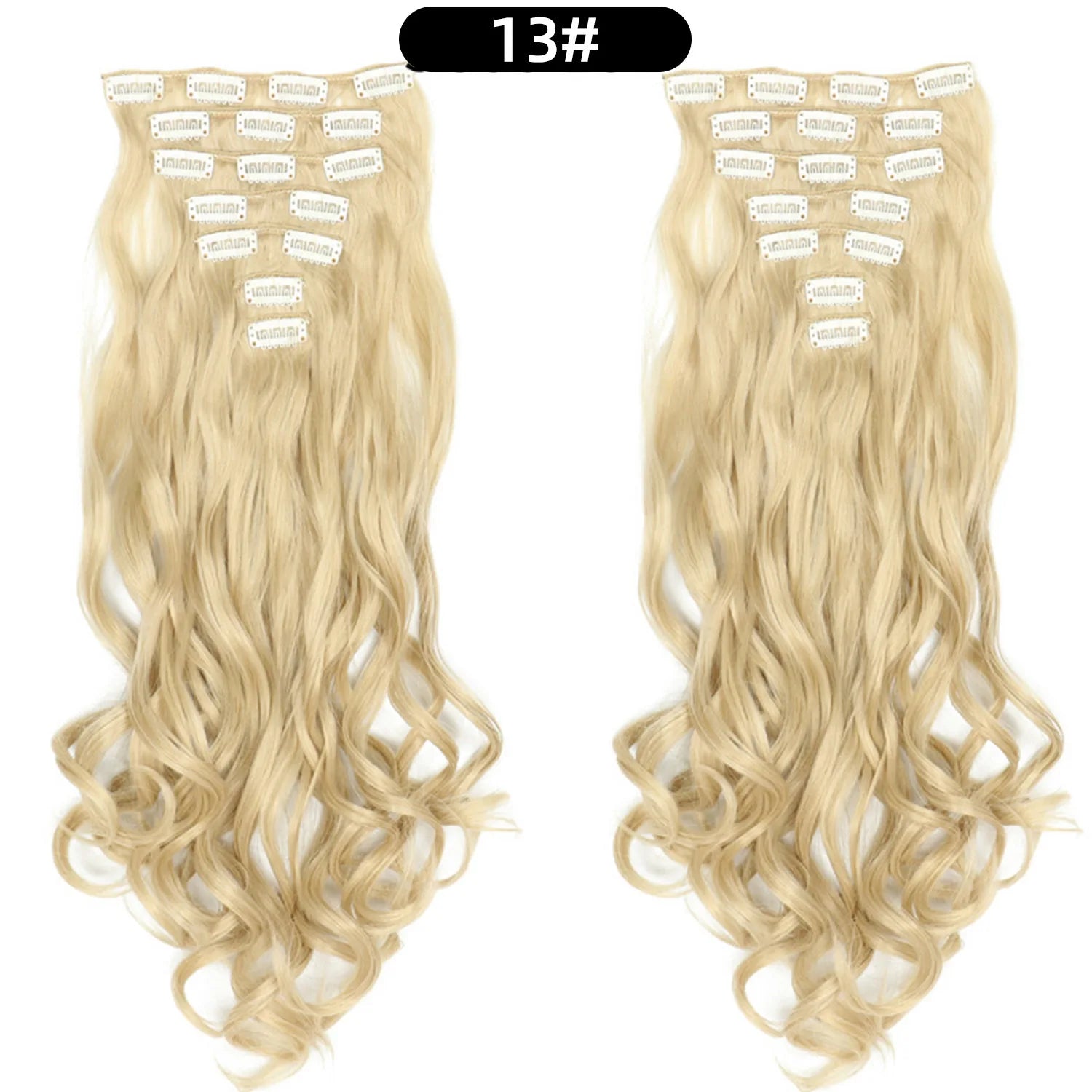 22 Inch Deep Wave Clip-In Hair Extensions Full Head Set - 35