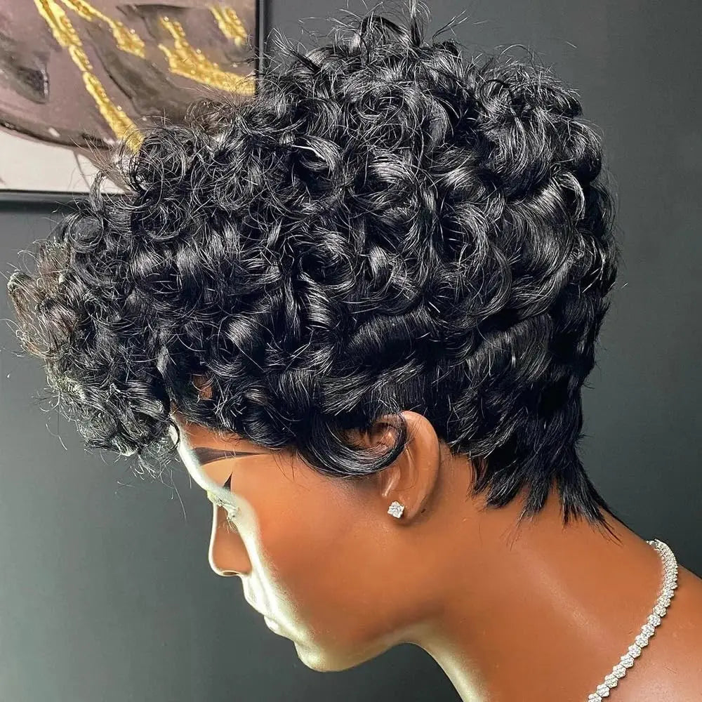 Short Curly Pixie Cut Wig for Daily Wear