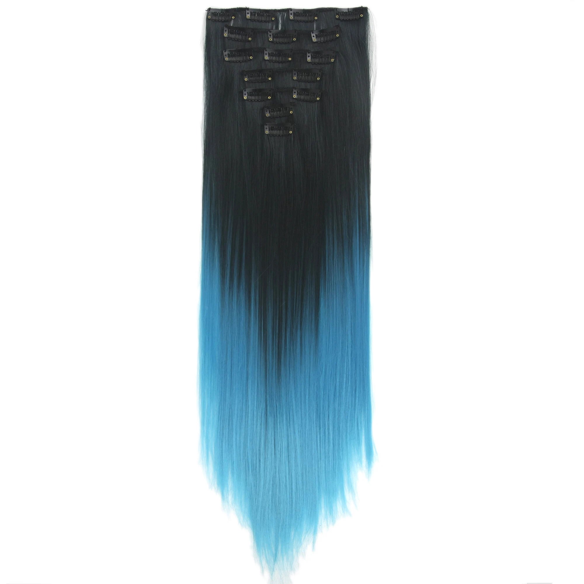 Straight Ombre Clip-In Synthetic Hair Extensions - 3