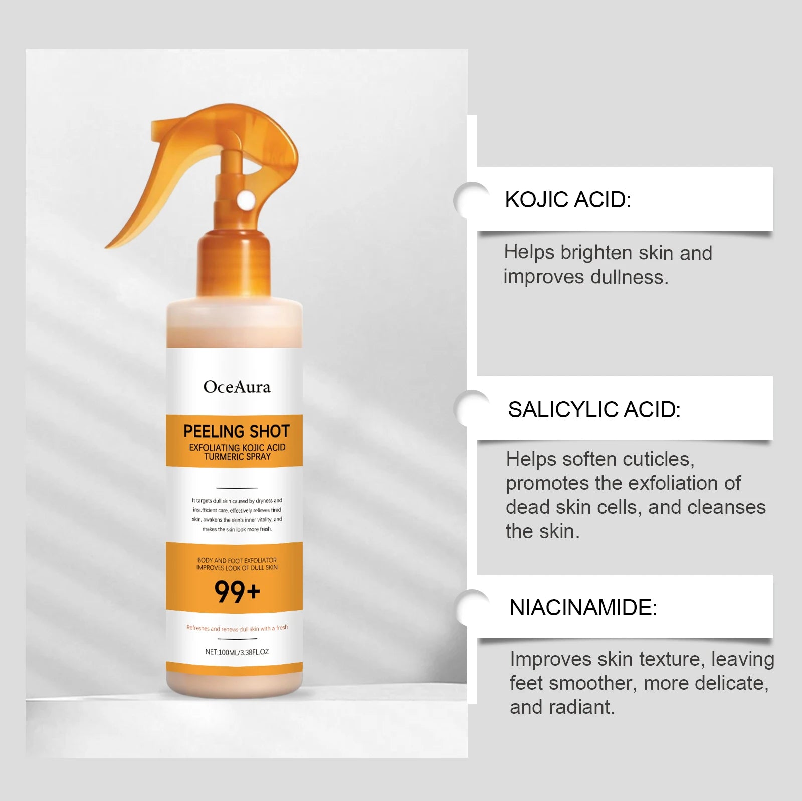 Exfoliating Body and Foot Peeling Spray for Smoother Brighter Skin - 4
