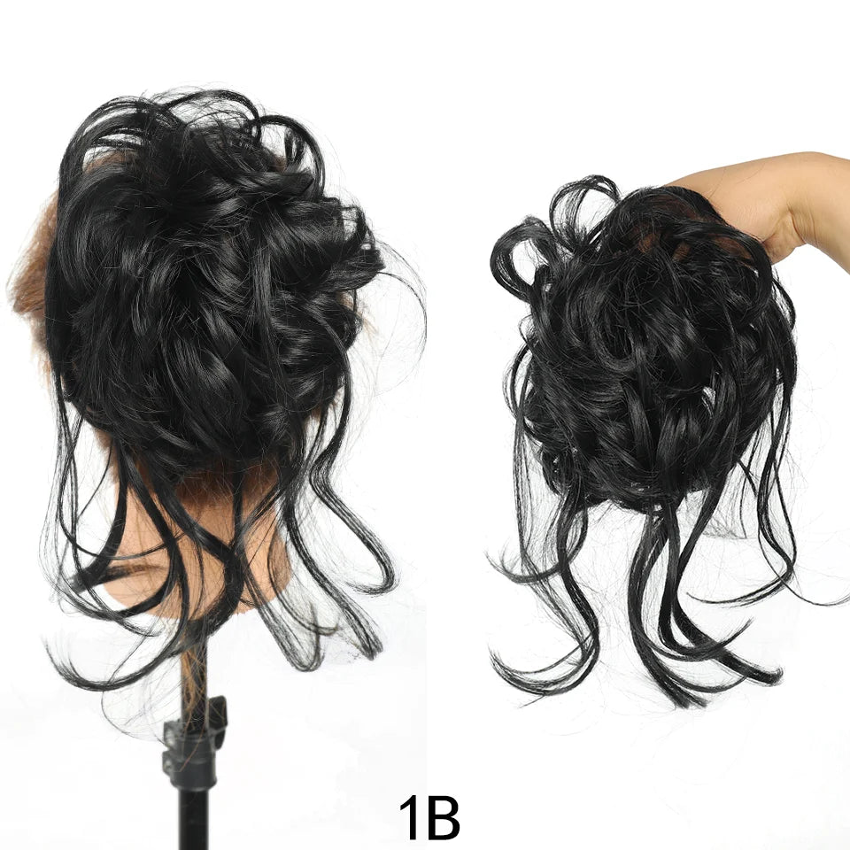 Curly Messy Bun Hair Extension Scrunchie for Instant Volume - 15