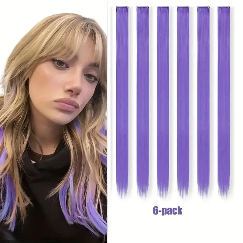 22-Inch Clip-In Colorful Hair Extensions for Parties - 9