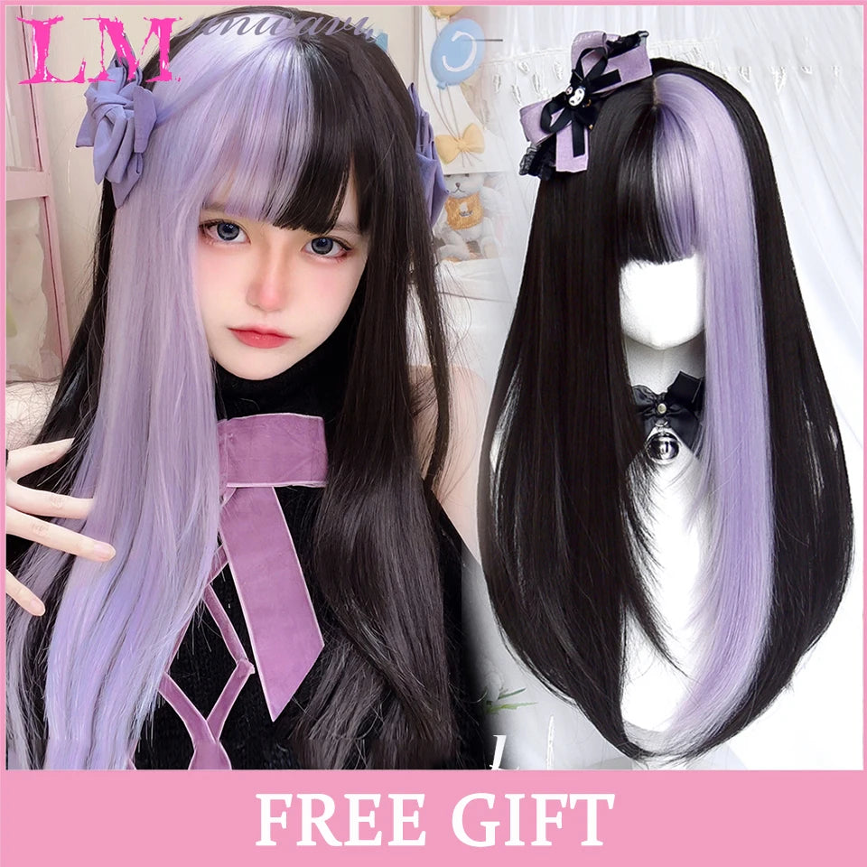 24-Inch Long Pink Cosplay Wig for Costumes - 66
