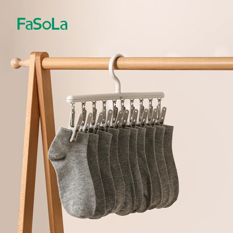 10-Clip Hanging Drying Rack for Socks and Undergarments