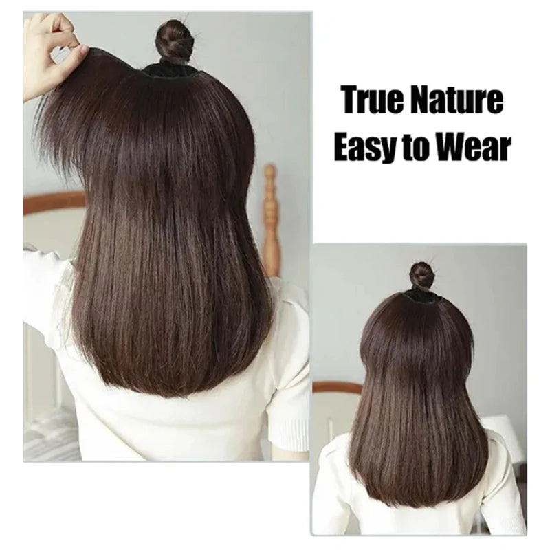 Short Straight V-Shaped Half Wig Hair Extension for Women - 6