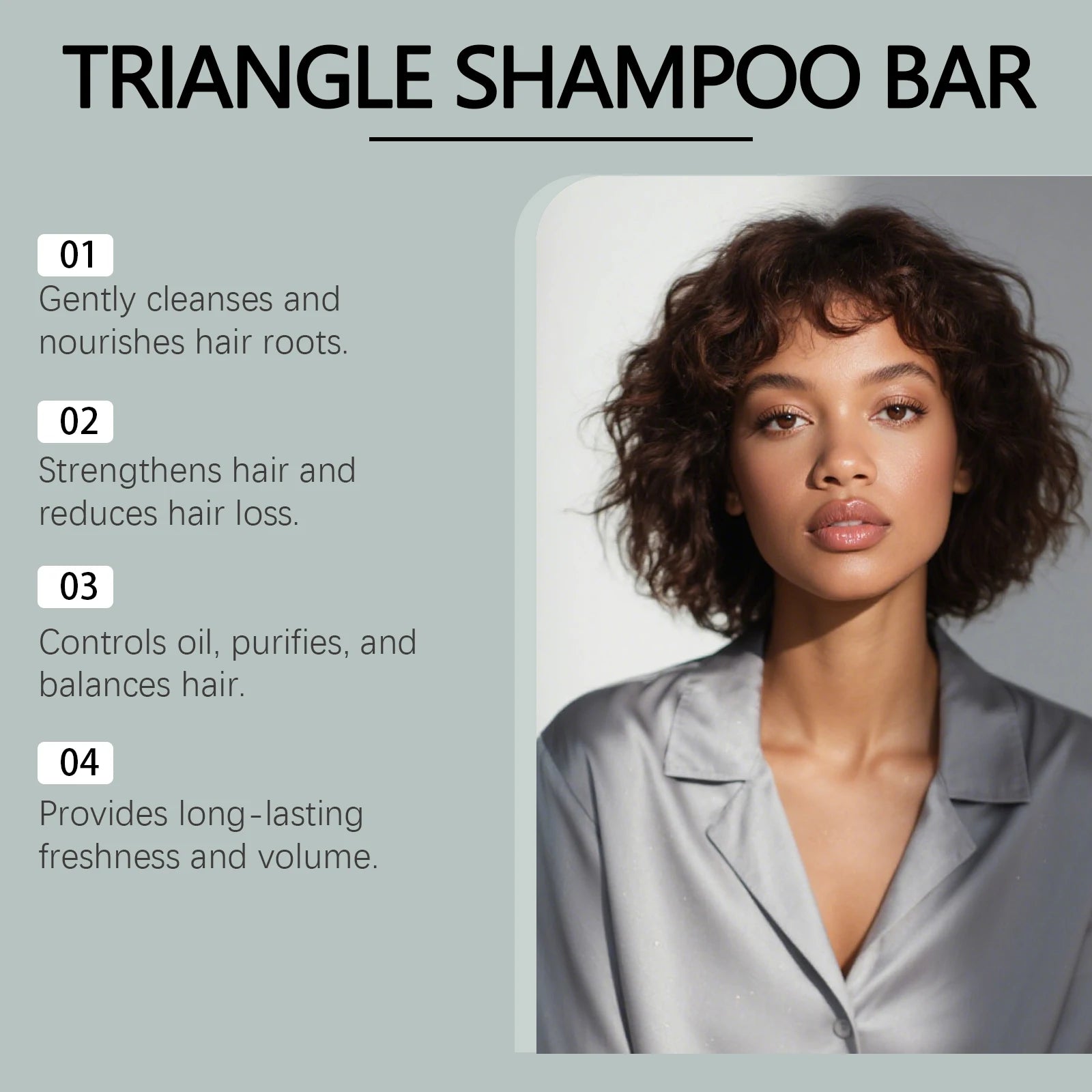 Herbal Triangle Shampoo Bar for Hair Growth and Deep Scalp Cleansing - 5