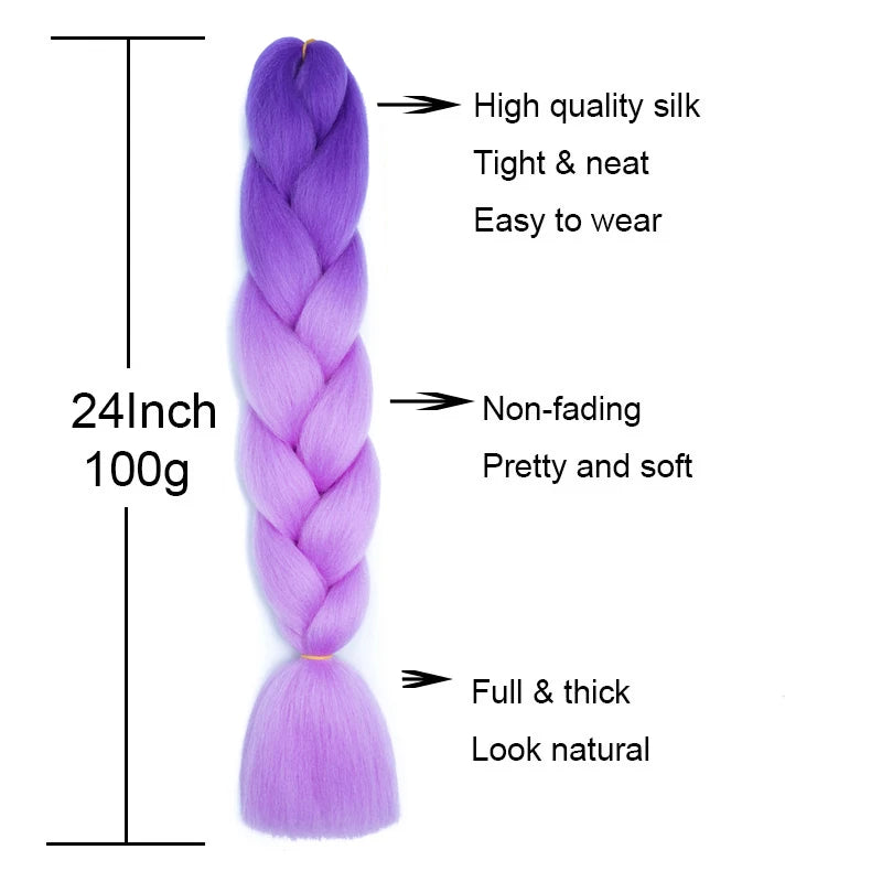 24-Inch Long Synthetic Jumbo Braiding Hair Extensions