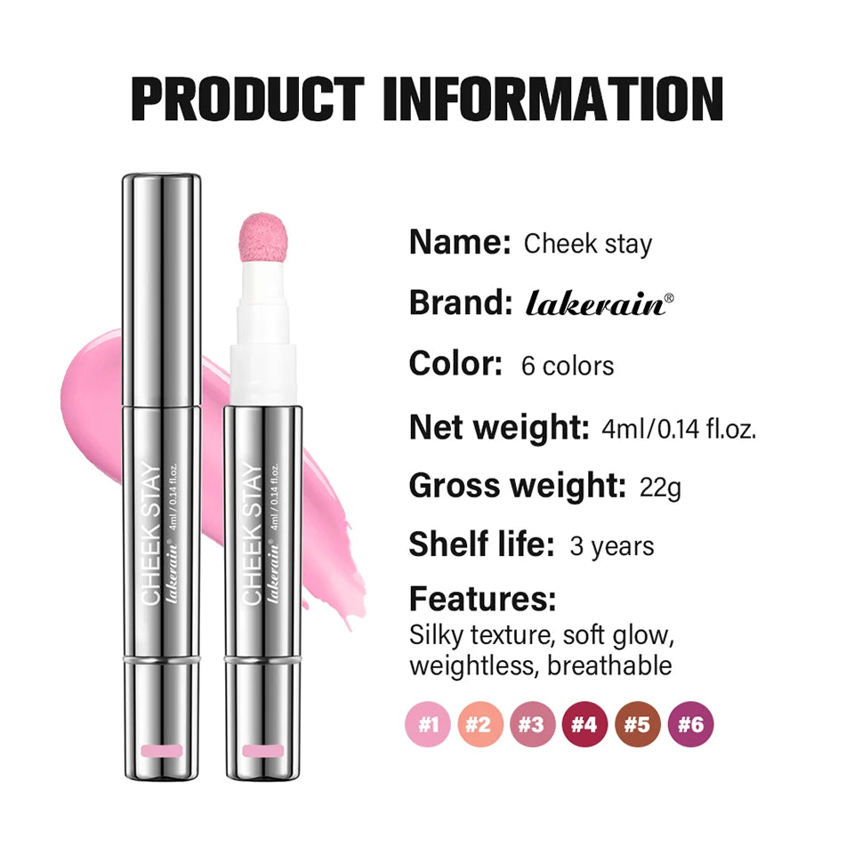 Liquid Blush Stick with Sponge Tip for Natural Matte Cheek Makeup