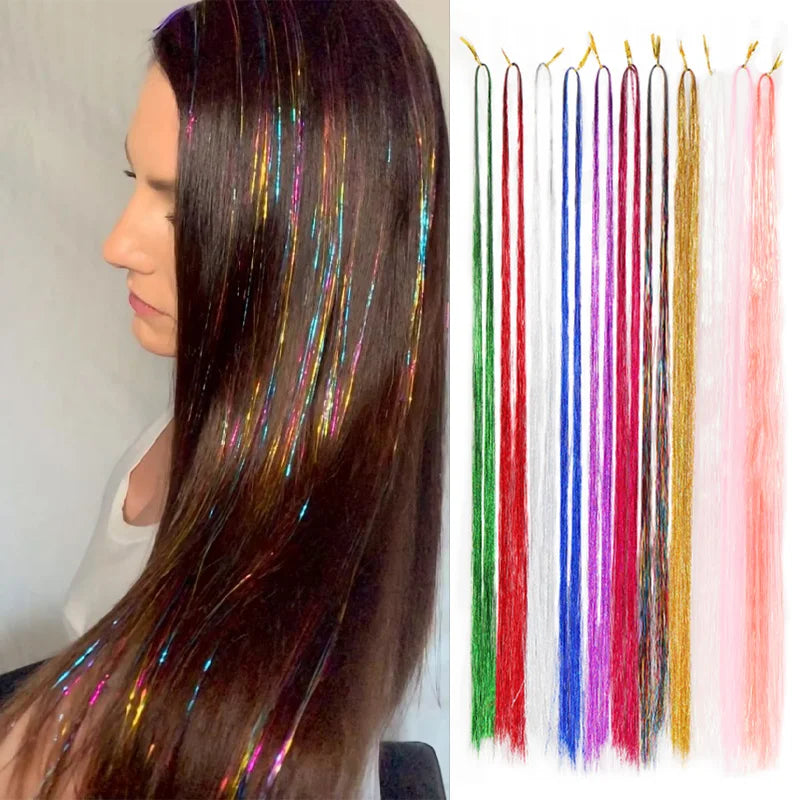 Sparkling Rainbow Hair Tinsel Strands for Instant Glamour and Style - 1