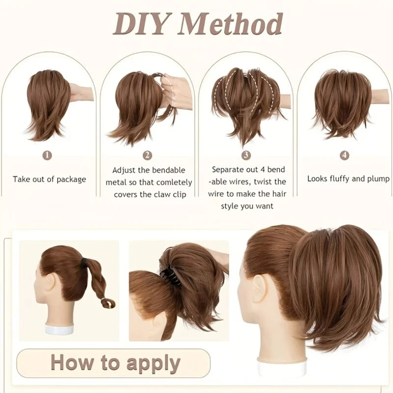 Messy Claw Clip Hair Bun Extension for Instant Volume