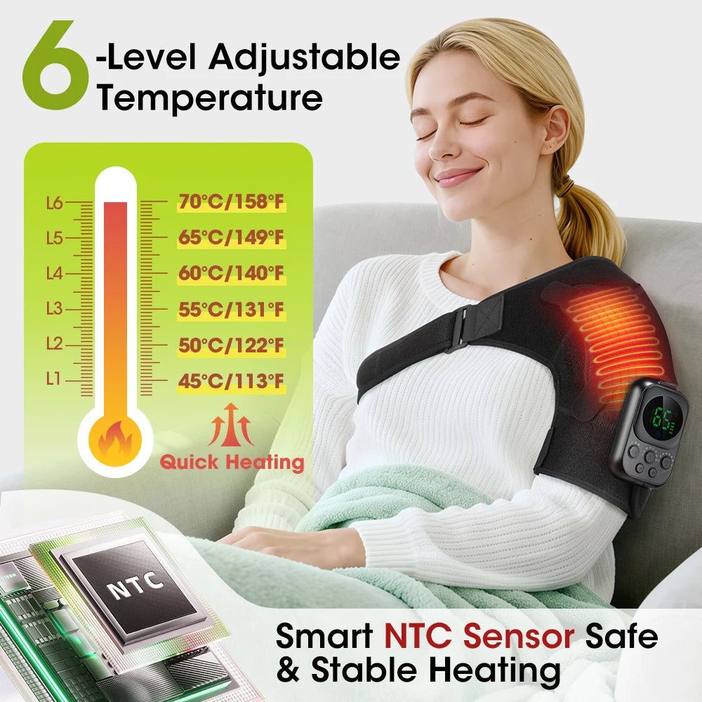 Cordless Heated Shoulder Massage Brace with App Control and Vibration - 22