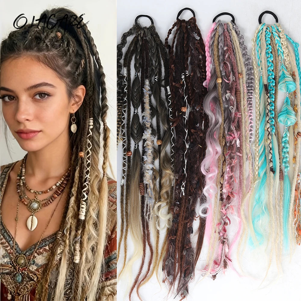 24" Boho Viking Dreadlock Ponytail Extension